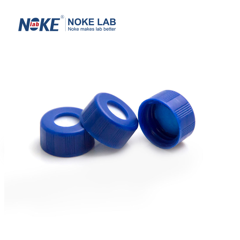 9mm Open-top Screw Blue Cap with Blue PTFE/White Silicone Septa