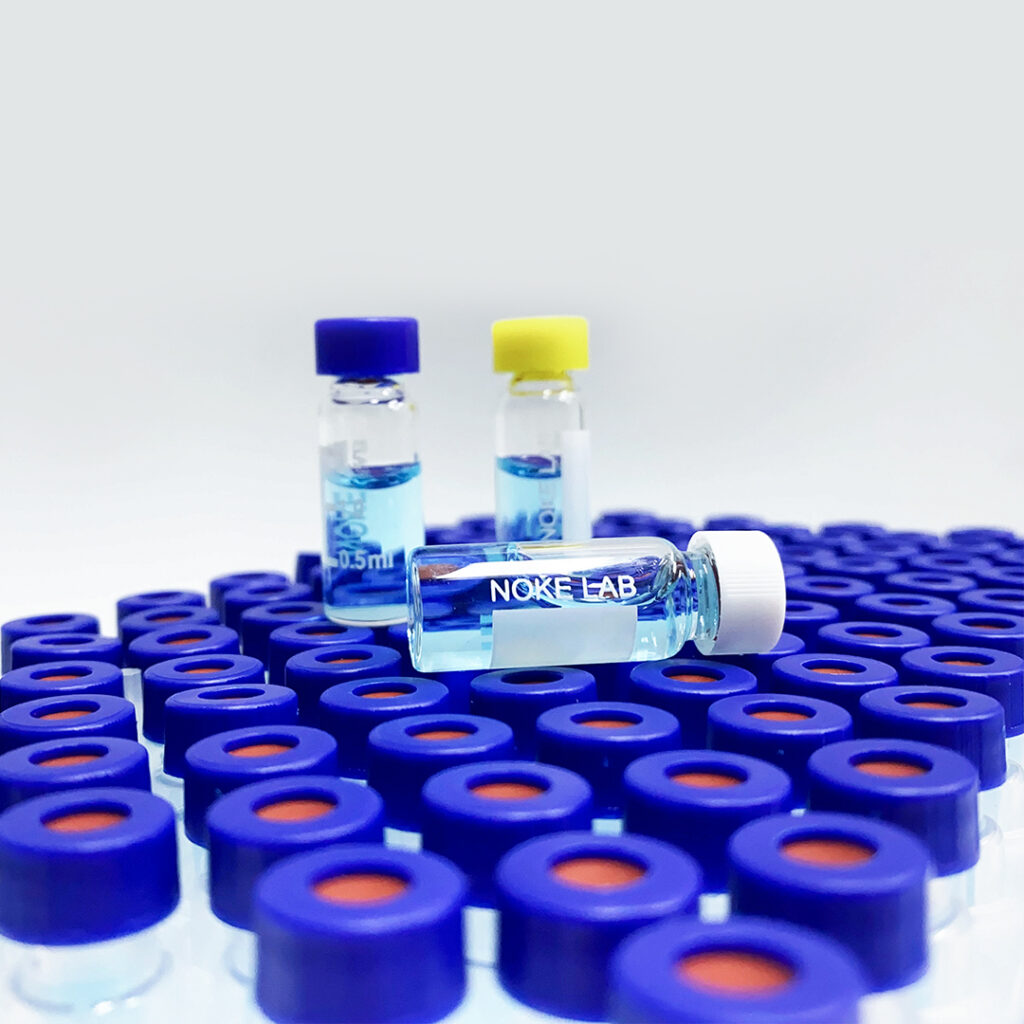 9mm Open-top Screw Blue Cap with White PTFE/Red Silicone Septa