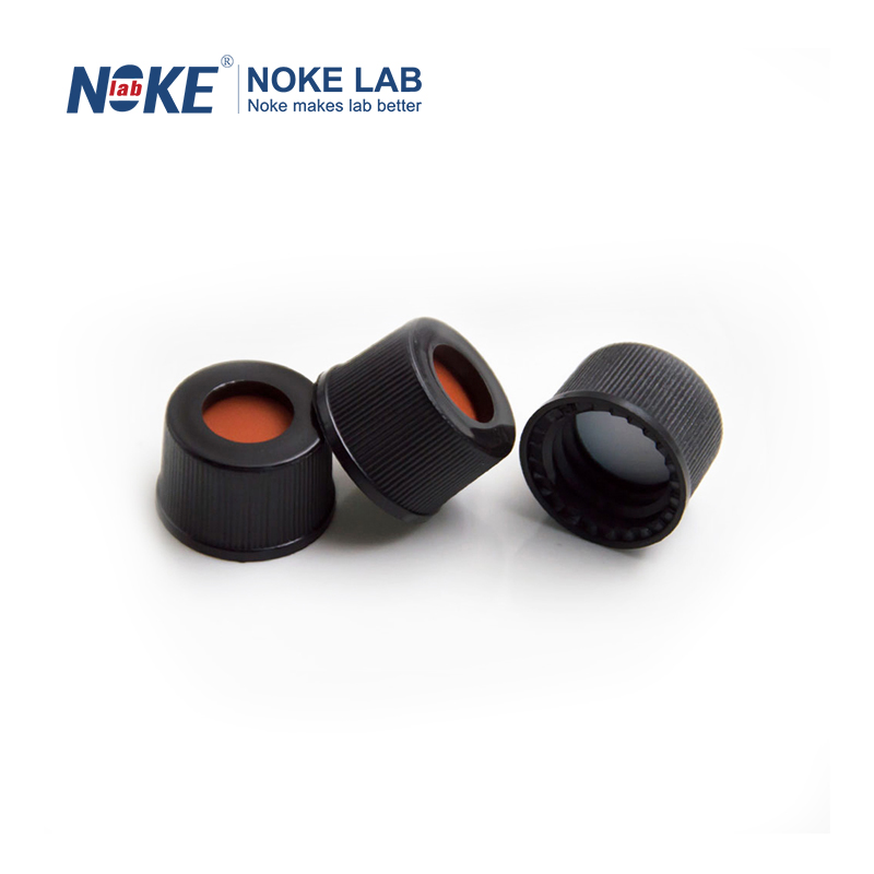 10mm Open-top Screw Black Cap with White PTFE/ Red Silicone Septa