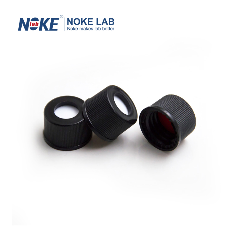 10mm Open-top Screw Black Cap with Red PTFE/White Silicone Septa