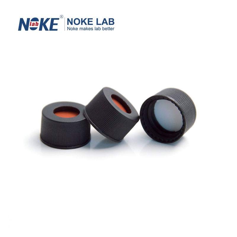 13mm Open-top Screw Black Cap with white PTFE/red Silicone Septa