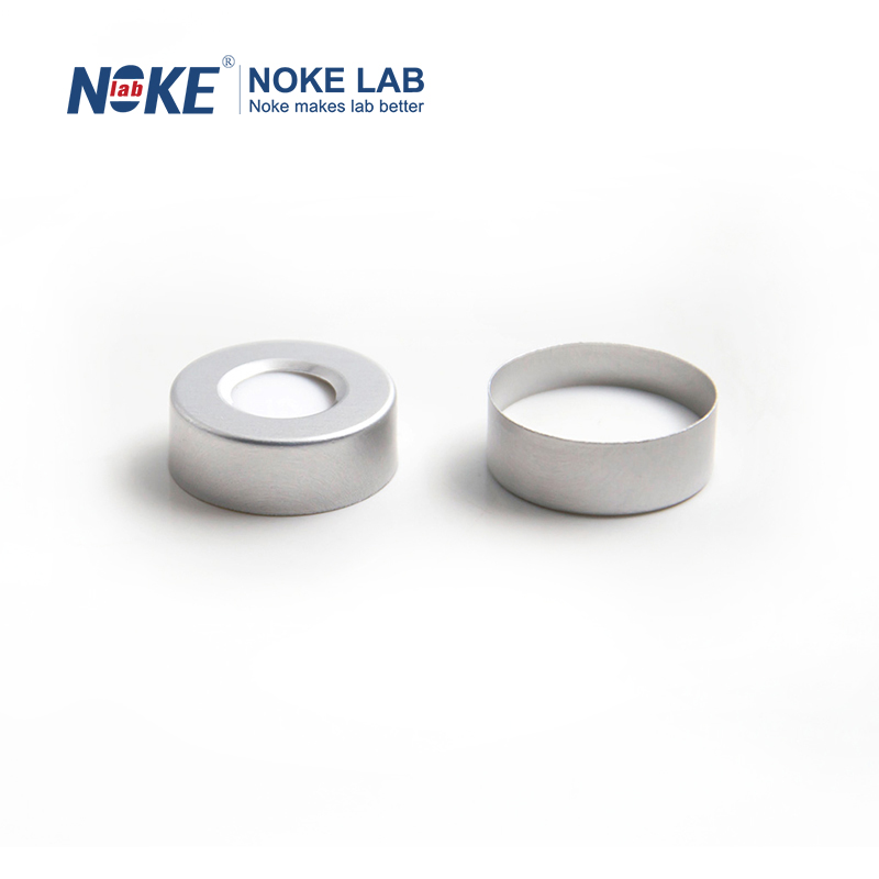 20mm Crimp-top Aluminum Cap, White PTFE/White Silicone Septa (3 mm Thick)